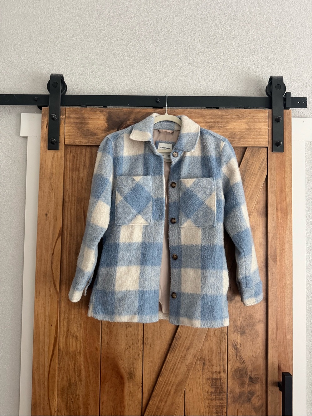 Abercrombie & Fitch Blue and Cream Check Shacket